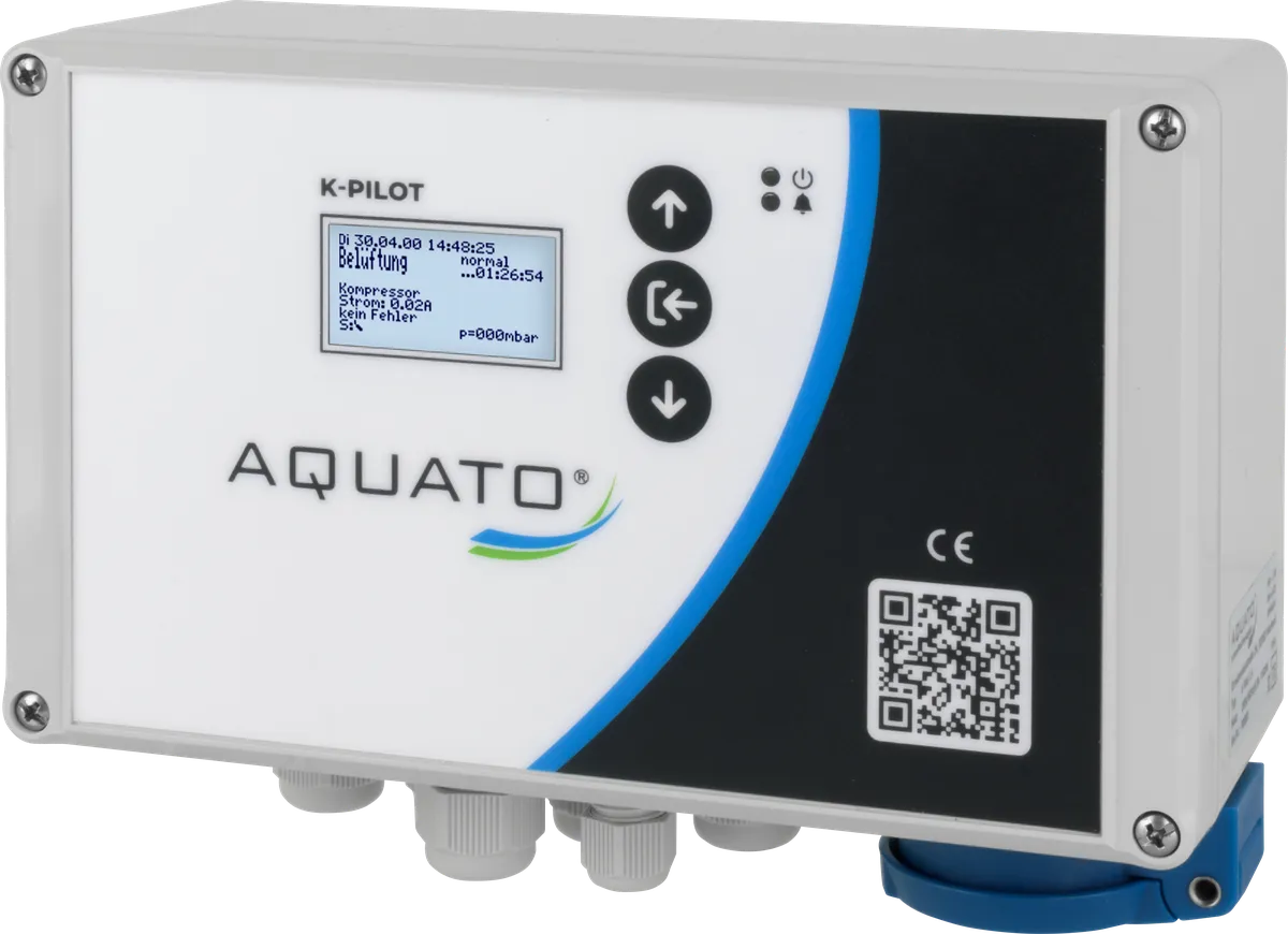Control K-Pilot de AQUATO con pantalla, botones y prensaestopas